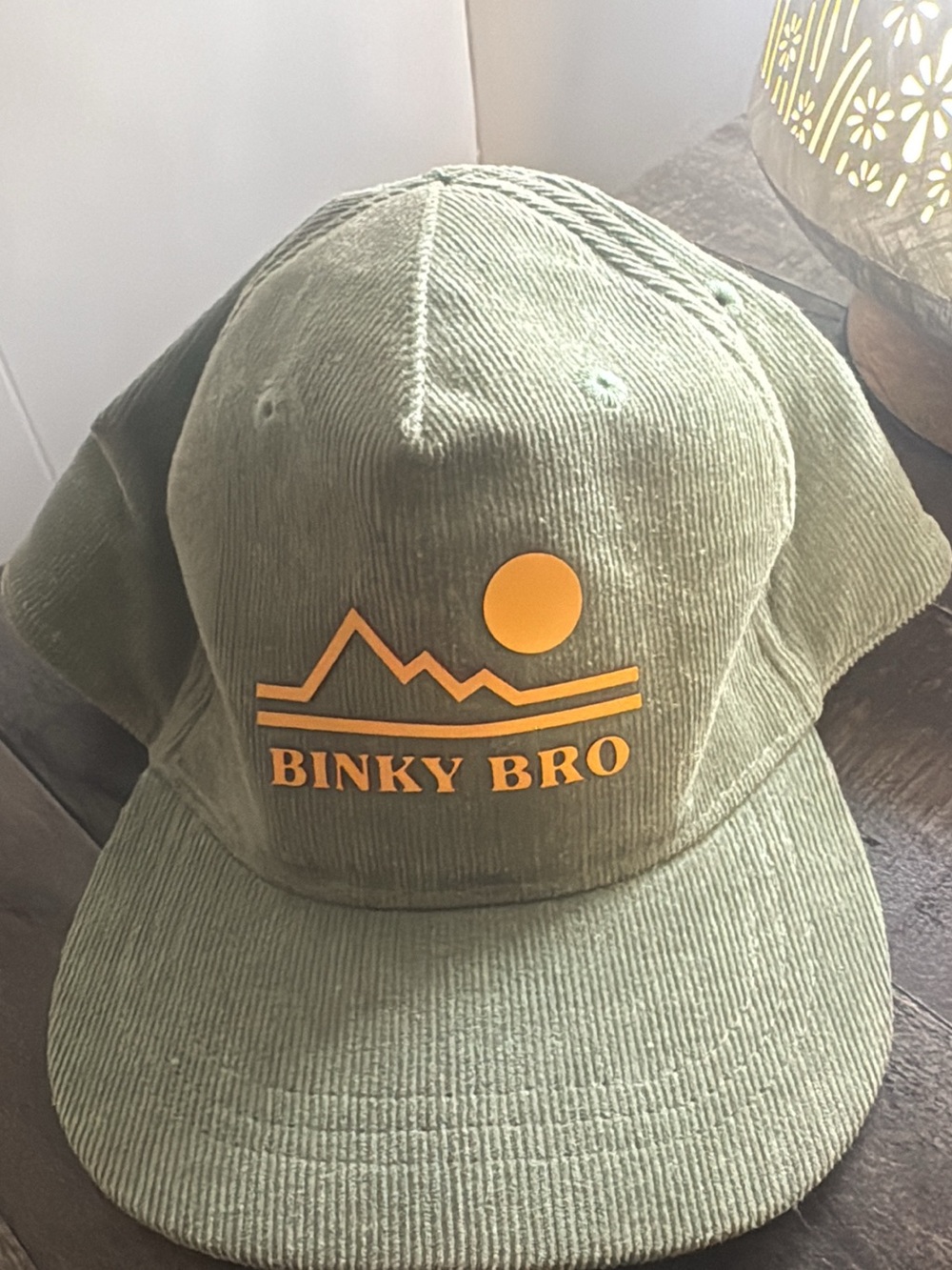 Binky Bro Kids' Olive Green Corduroy Hat with Yellow Logo